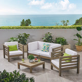 Outdoor 4 Seater Acacia Wood Loveseat Chat Set - NH454803