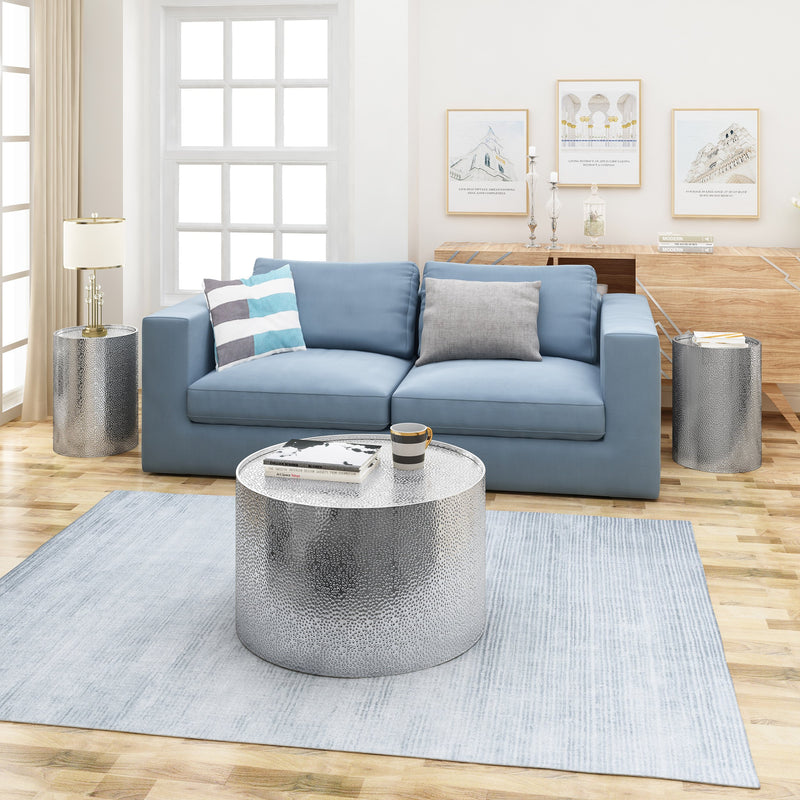 Modern Round 3 Piece Iron Accent and Coffee Table Set - NH294903