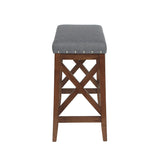 Contemporary Farmhouse Upholstered Fabric Barstools (Set of 2) - NH835903