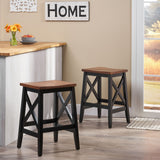 Contemporary Farmhouse Wooden Barstools (Set of 2) - NH245903