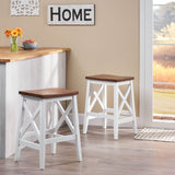 Contemporary Farmhouse Wooden Barstools (Set of 2) - NH245903