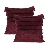 Glam Square Fabric Throw Pillow with Fringes - NH502213