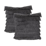 Glam Square Fabric Throw Pillow with Fringes - NH502213