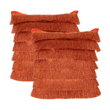 Glam Square Fabric Throw Pillow with Fringes - NH502213