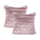 Glam Square Fabric Throw Pillow with Fringes - NH502213