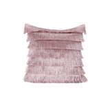 Glam Square Fabric Throw Pillow with Fringes - NH502213