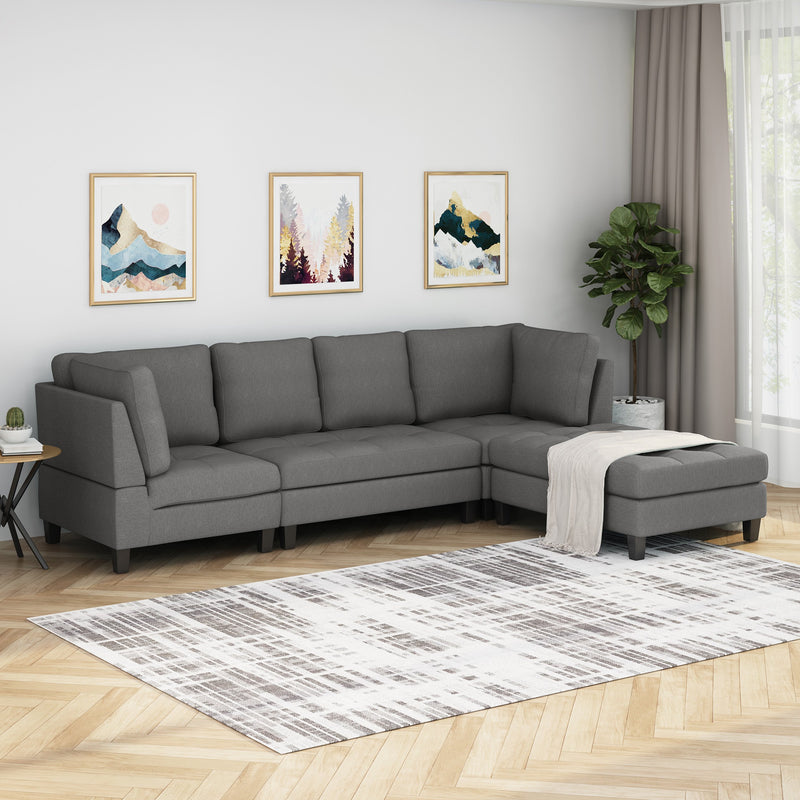 Contemporary Fabric Sectional Sofa with Ottoman - NH829013