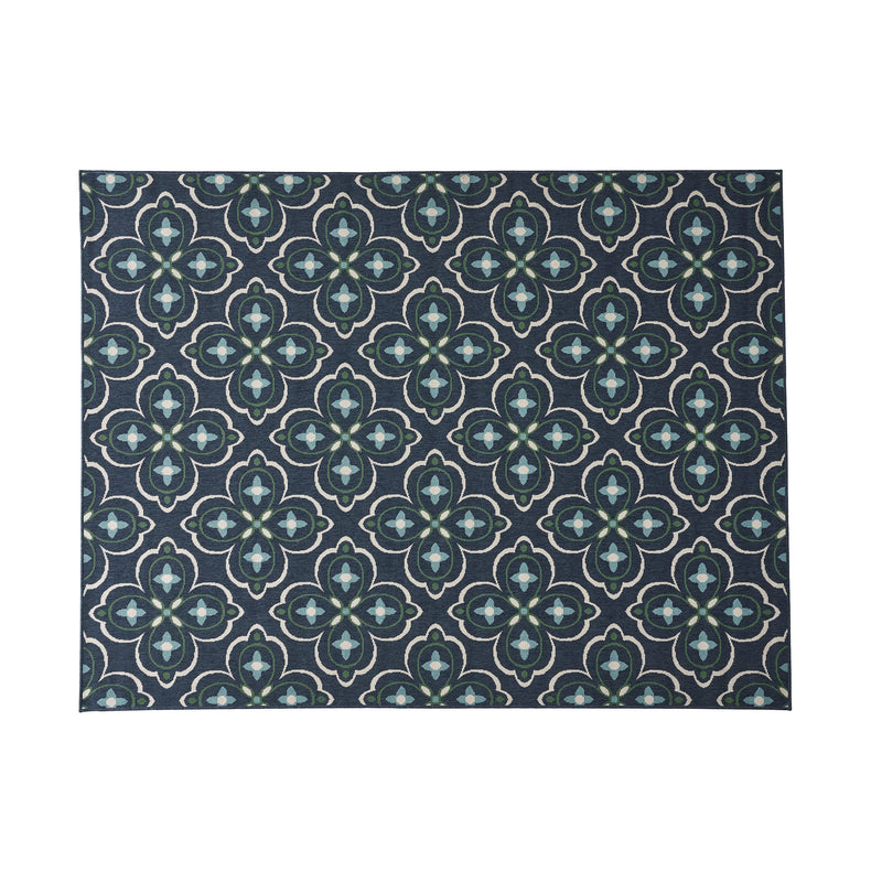 Outdoor Medallion Area Rug, Blue and Green - NH365803