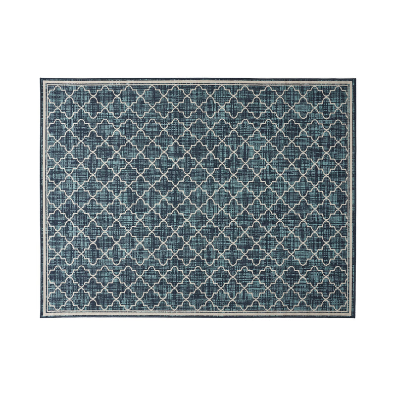 Outdoor Trellis Area Rug, Blue and Ivory - NH575803