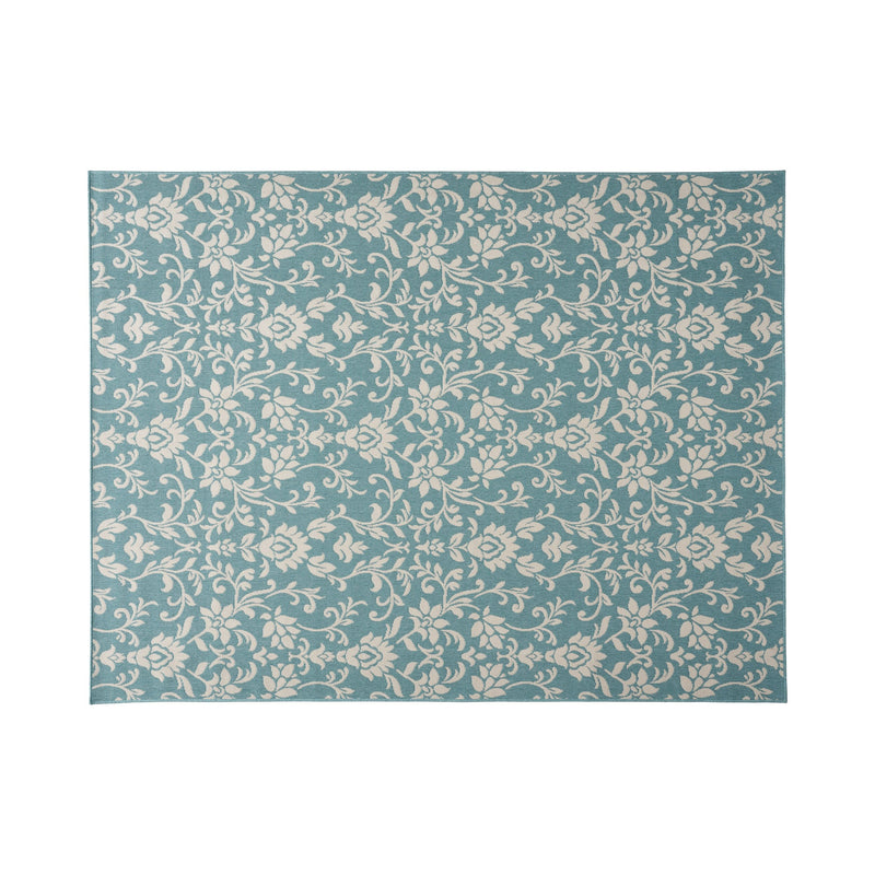 Foam Outdoor Botanical Area Rug, Blue and Ivory - NH775803