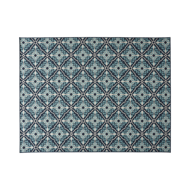 Outdoor Trellis Area Rug, Navy and Blue - NH095803