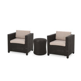 Iven Outdoor 2 Seater Faux Wicker Chat Set with Cushions