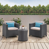 Iven Outdoor 2 Seater Faux Wicker Chat Set with Cushions