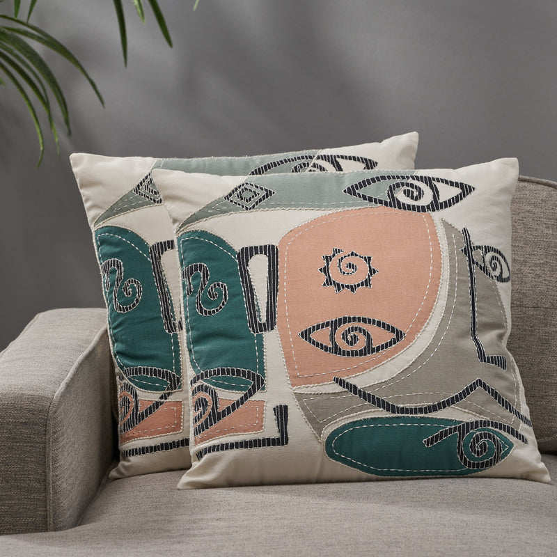 Modern Cotton Throw Pillow (Set of 2) - NH932113