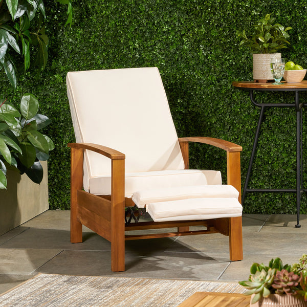 Outdoor Acacia Wood Push Back Recliner with Cushion - NH225113