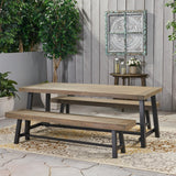 Farmhouse Outdoor Acacia Wood Picnic Dining Set - NH990013