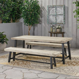 Farmhouse Outdoor Acacia Wood Picnic Dining Set - NH990013