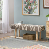 Handcrafted Boho Rectangular Wool & Fabric Bench - NH782113