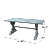 Outdoor Modern 6 Seater Aluminum Dining Set with Dining Bench - NH382013