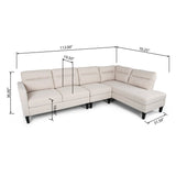 Modern Fabric Upholstered 4 Seater Sectional Sofa with Chaise Lounge - NH602113