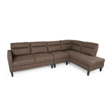 Modern Fabric Upholstered 4 Seater Sectional Sofa with Chaise Lounge - NH602113