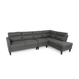 Modern Fabric Upholstered 4 Seater Sectional Sofa with Chaise Lounge - NH602113