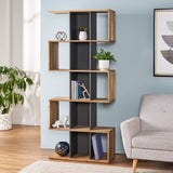 Handcrafted Modern Acacia Wood Etagere Bookshelf - NH920113