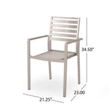 Outdoor Modern 6 Seater Aluminum Dining Set with Wicker Table Top - NH368013