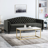 Glam Button Tufted Velvet 3 Seater Sofa - NH857013
