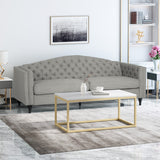 Glam Button Tufted Fabric 3 Seater Sofa - NH167013