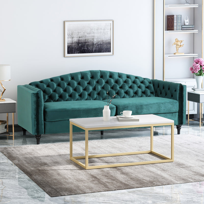 Glam Button Tufted Velvet 3 Seater Sofa - NH857013