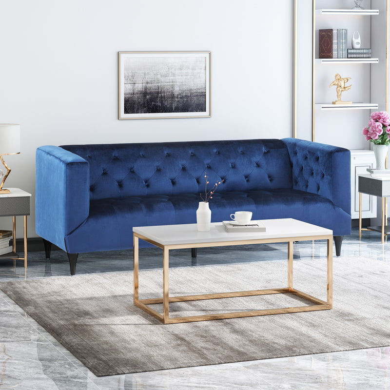 Velvet Upholstered Tufted 3 Seater Sofa - NH312113