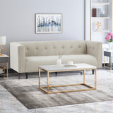 Mid-Century Modern Fabric Upholstered Tufted 3 Seater Sofa - NH412113