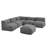Indoor Contemporary Fabric 5 Seater Bean Bag Sectional with Ottoman - NH232113