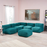 Indoor Contemporary Fabric 5 Seater Bean Bag Sectional with Ottoman - NH232113