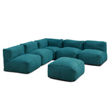 Indoor Contemporary Fabric 5 Seater Bean Bag Sectional with Ottoman - NH232113