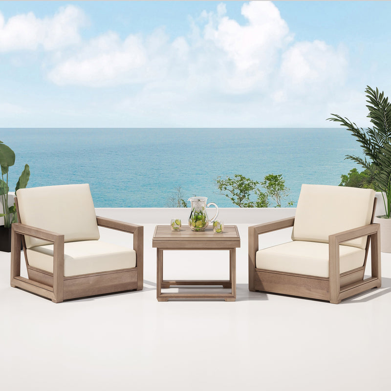 Outdoor 3 Piece Acacia Wood Chat Set - NH039213