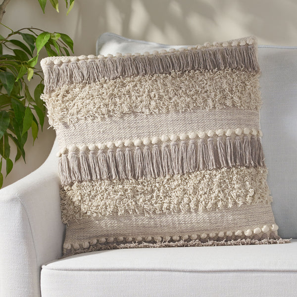Hand-Loomed Boho Throw Pillow - NH455213