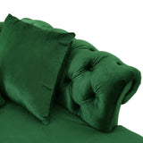 Modern Glam Tufted Velvet Tete-a-Tete Chaise Lounge with Accent Pillows - NH838413