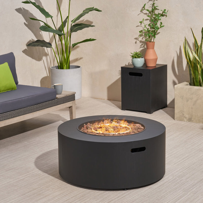 Outdoor Round Fire Pit with Tank Holder - NH371113