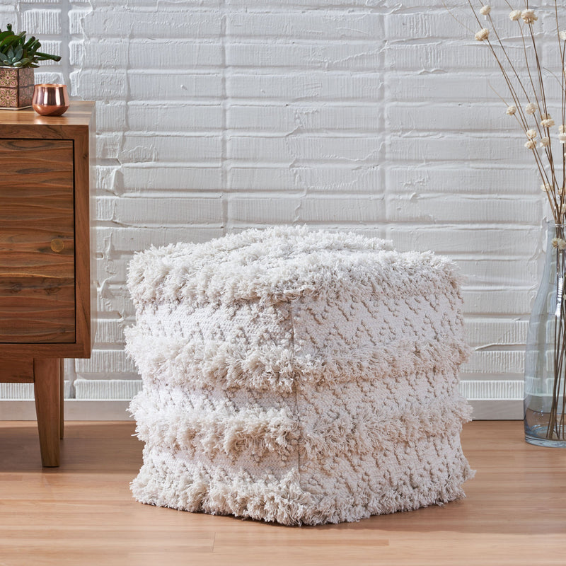 Boho Fabric Cube Pouf - NH636213