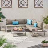 Outdoor Aluminum V-Shaped 5 Seater Sofa Set with Cushions - NH203313