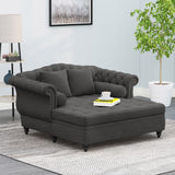 Contemporary Tufted Double Chaise Lounge with Accent Pillows - NH417413