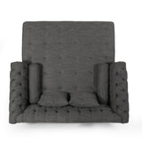 Contemporary Tufted Double Chaise Lounge with Accent Pillows - NH417413