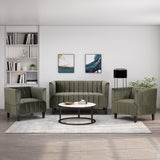 Velvet Love Seat and Club Chairs Living Room Seating Set - NH657213