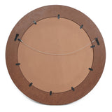 Traditional Handcrafted Round Mosaic Wall Mirror, Golden Brown - NH974413