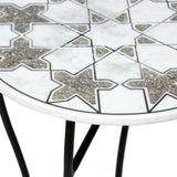 Handcrafted Boho Marble Mosaic End Table (Set of 2) - NH506313