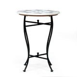 Handcrafted Boho Marble Mosaic End Table - NH406313