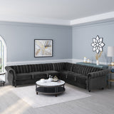 Modern Glam Velvet Channel Stitch Sectional Sofa Set - NH834413
