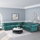 Modern Glam Velvet Channel Stitch Sectional Sofa Set - NH834413